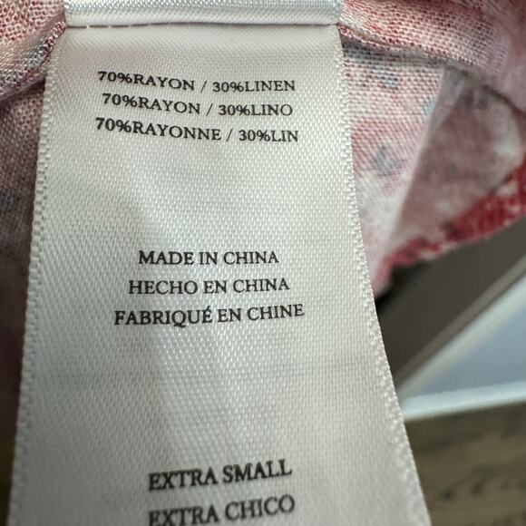 Rails Linen Blend Spaghetti Strap Sun Midi Dress Red Pattern Beach Vacation XS - Picture 11 of 11